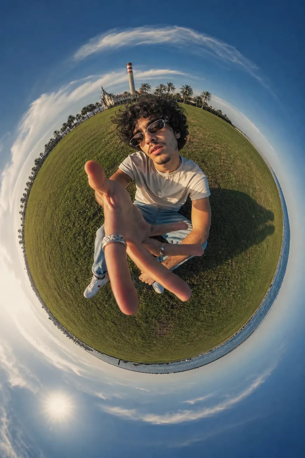 Fisheye Planet AI photo look