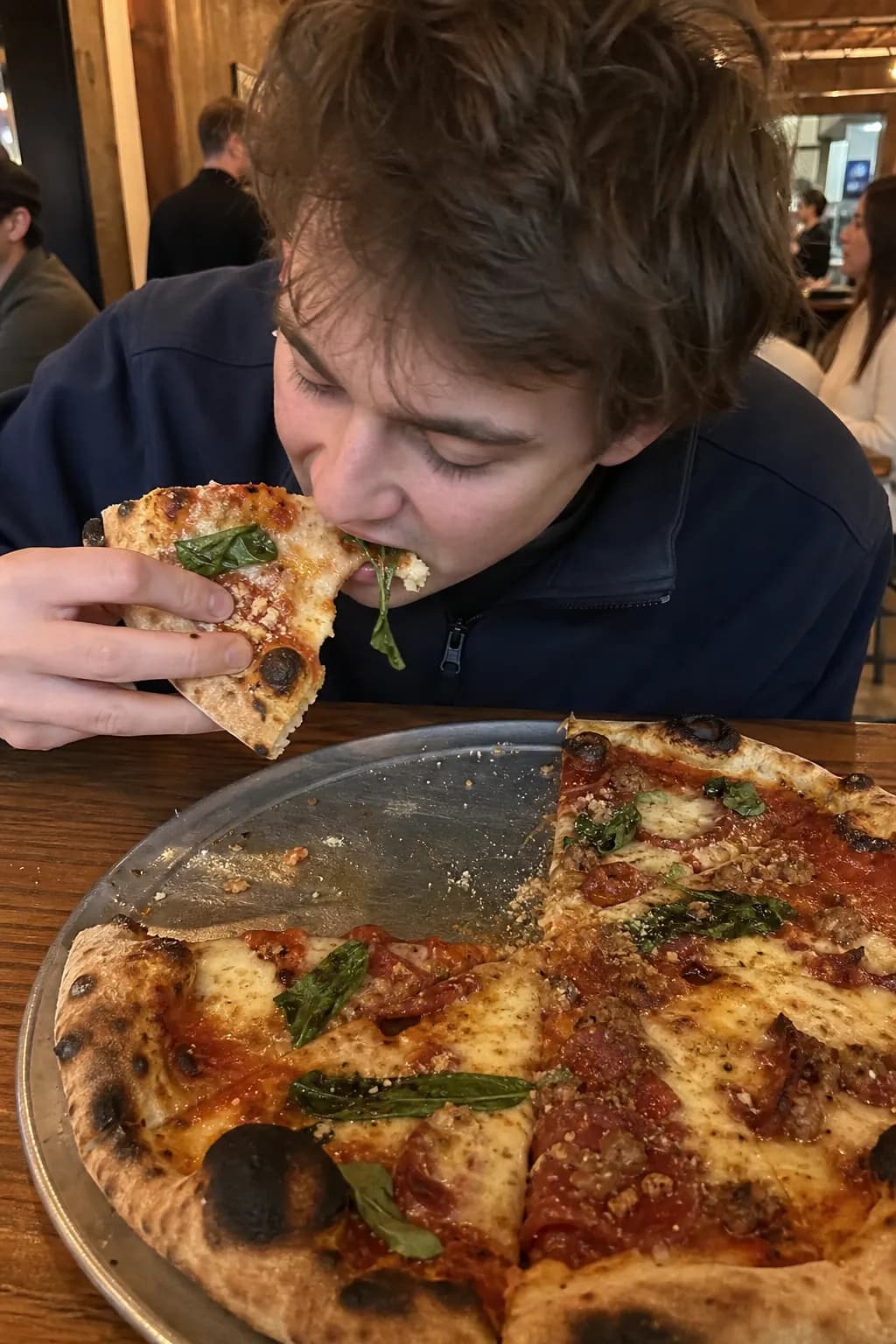 Pizza Bite Candid AI photo look