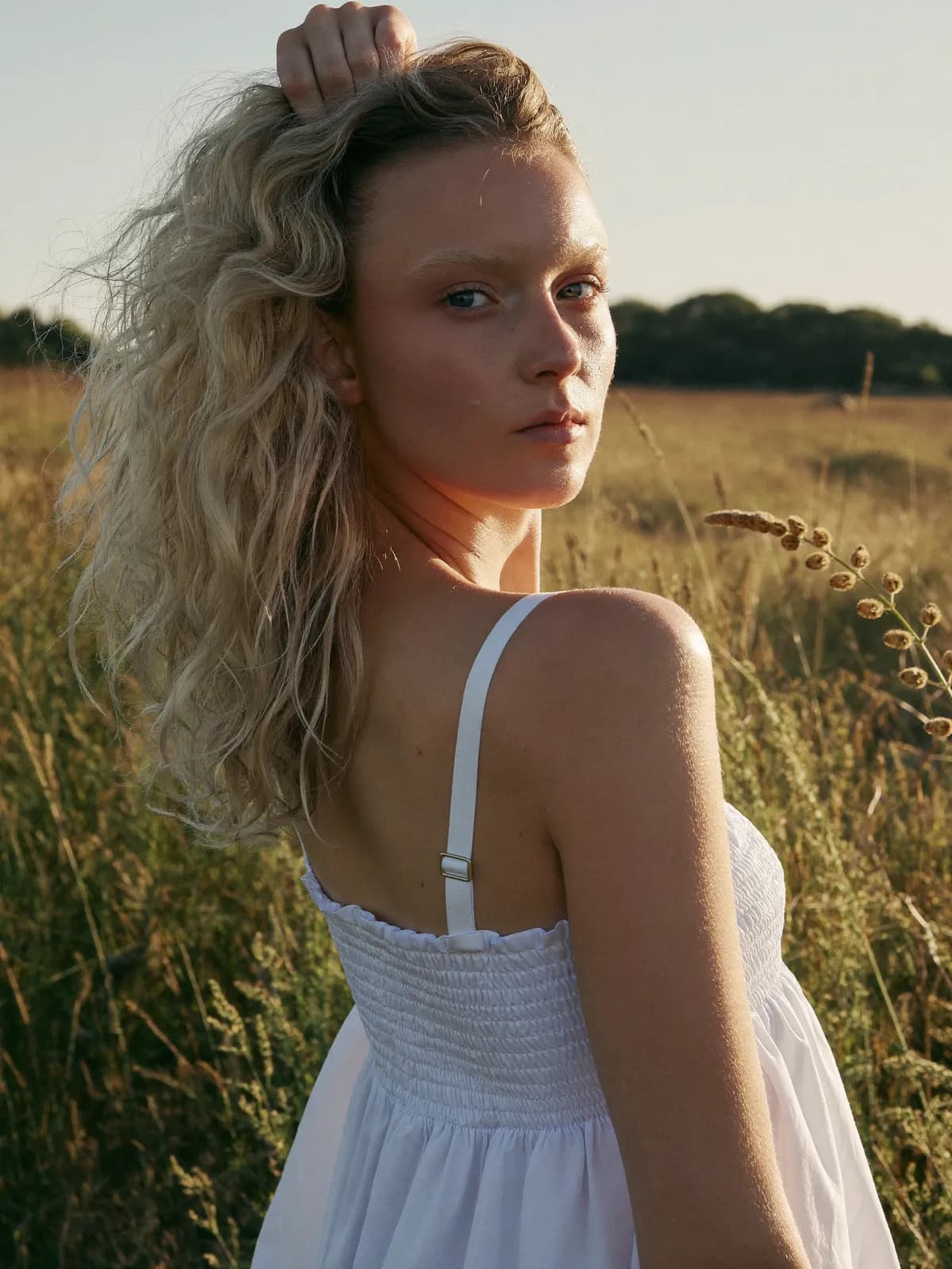 Hand Sweeping Hair AI photo look